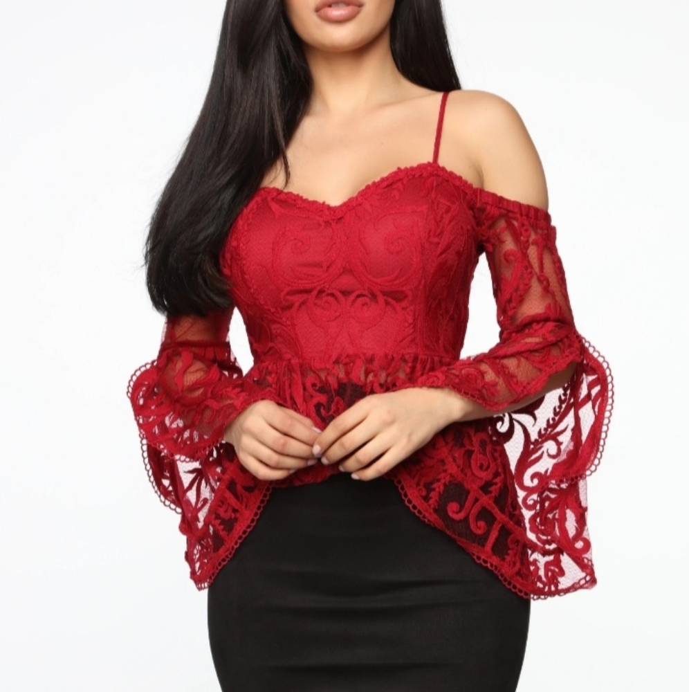 Red Fashionvova Lace Shirt